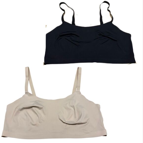 Lot Of 2‎ Carole Hochman XL Seamless Bra Pullover Lightweight Nude Black - Picture 1 of 5
